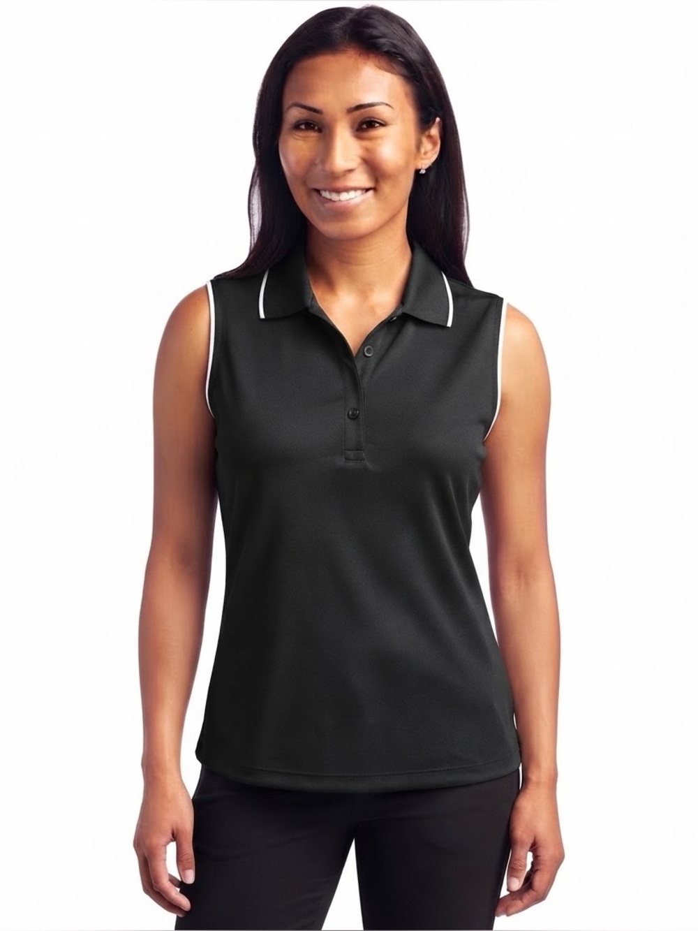 Cutter and Buck Black‎ Sleeveless Golf Polo Shirt M Womens Preppy Country Club
